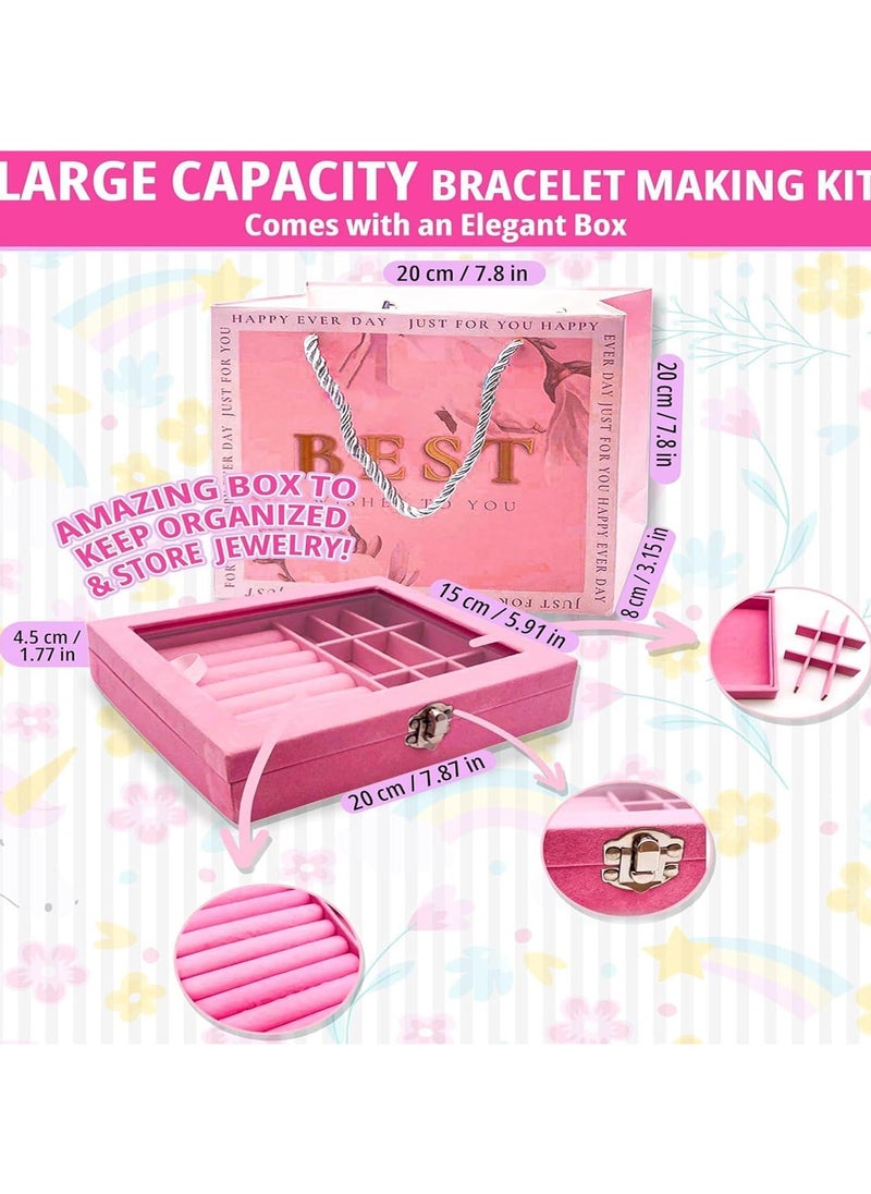Bracelet Making Kit for Girls, Charm Bracelets Kit with 66pcs Beads with Jewelry Box, Elegant Clay Set for DIY Craft, Learning Toy Gift for Adolescent u0026 Kids, for 8-12 Years Old