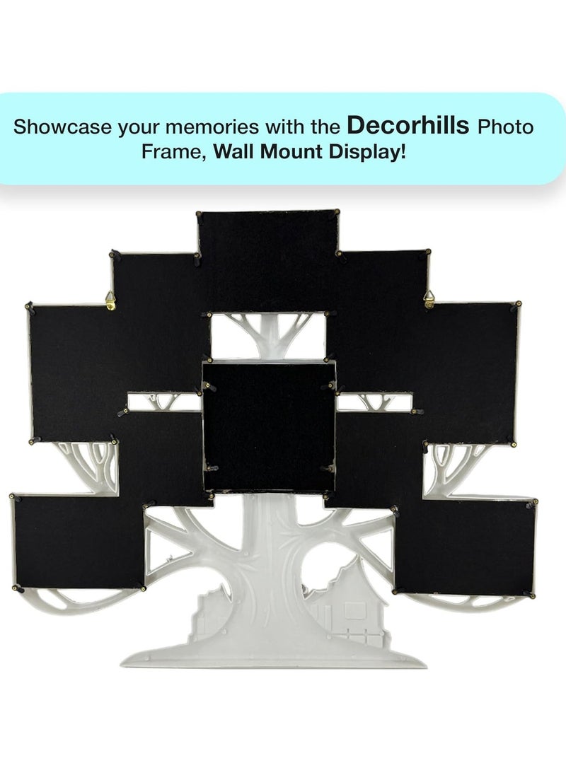 DECORHILLS Plastic Family Tree Design Multi Pictures Collage Photo with Wall Mount Display, White, 1-Pc