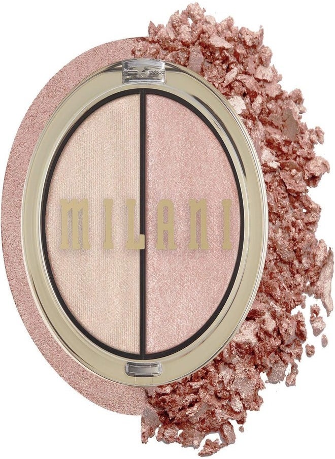 Milani Highlighter Duo Makeup Palette,110 Supercharged Includes Cream Highlighter and Powder Highlighter, Face Illuminator Makeup Kit