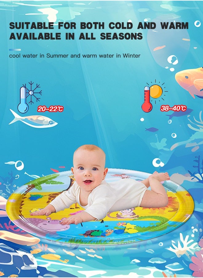 Inflatable Water Mattress Splash Play Mat Tummy Time（100*100cm A sharks）