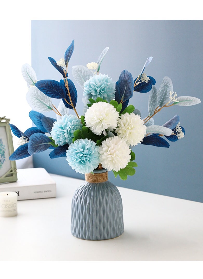 Simulated flowers(Blue colored)+vases/living room decoration/dining table decoration floral ornaments