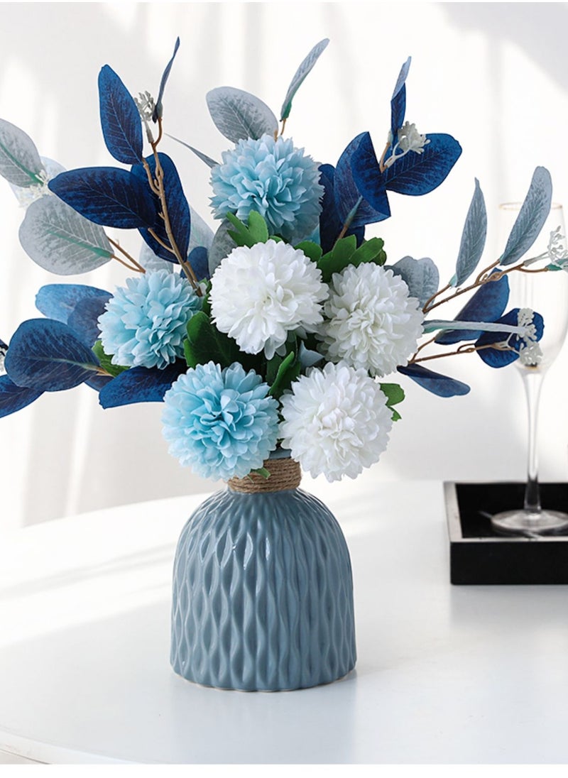 Simulated flowers(Blue colored)+vases/living room decoration/dining table decoration floral ornaments