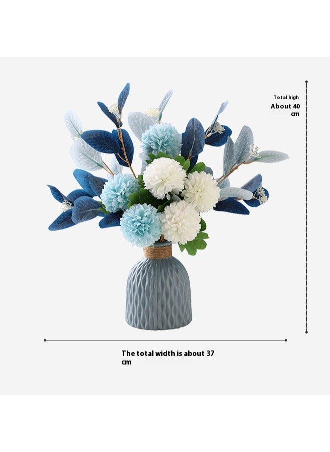 Simulated flowers(Blue colored)+vases/living room decoration/dining table decoration floral ornaments