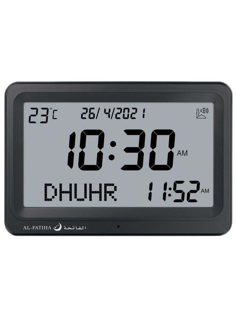 AL-FATIHA Automatic Worldwide Digital 8 Azan Prayer Sounds Islamic Wall and Desk Clock Black