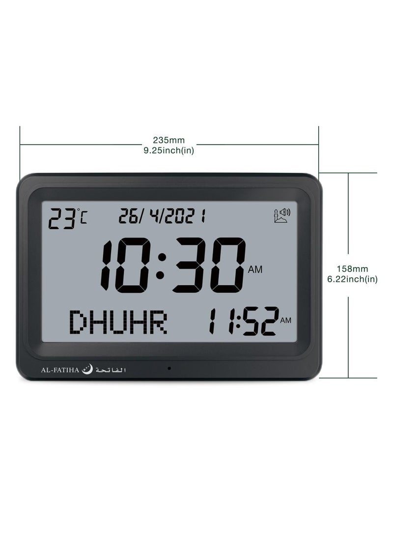 AL-FATIHA Automatic Worldwide Digital 8 Azan Prayer Sounds Islamic Wall and Desk Clock Black