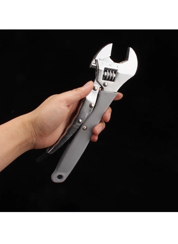 Power Wrench, Large Opening Adjustable Spanner, Portable Adjustable Angle Slide Wrench, Durable Carbon Steel Mechanical Workshop Hand Repair Tools, (1pc, Size 8 Inch)