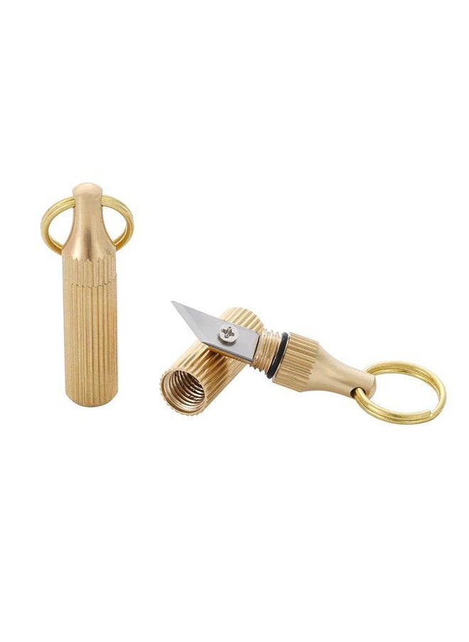 2 pcs Brass Mini Retractable Utility Knife Mini Box Cutter Pocket Portable Knife