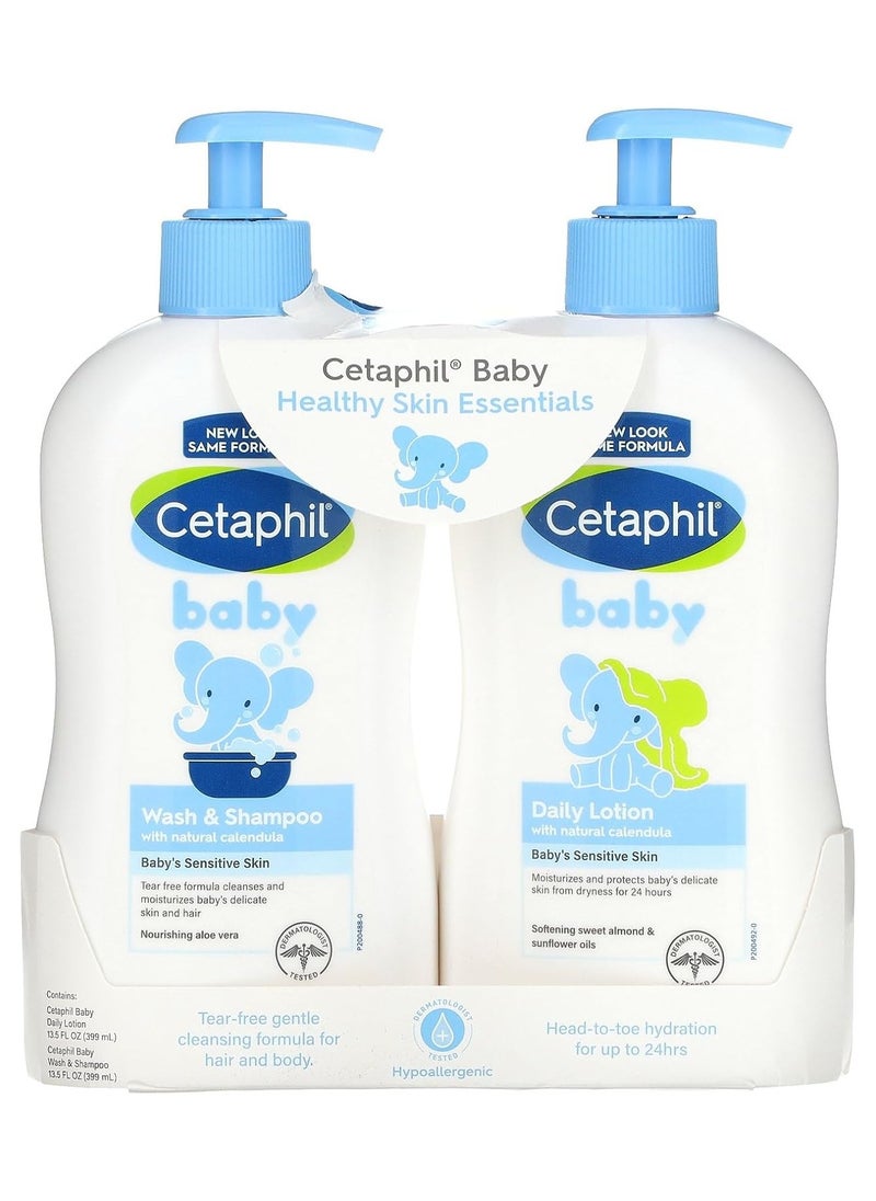 Cetaphil Baby Wash And Shampoo Plus Body Lotion, 27 FL OZ - 2 Count