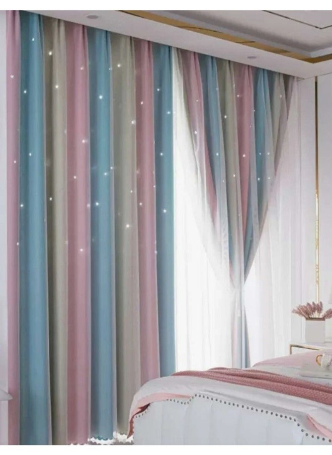 1 Panel Blackout Curtains, Decorative Thread Foil Blackout Curtains, Thermal Insulated Room Darkening Curtains for Bedroom Living Room 100*200cm