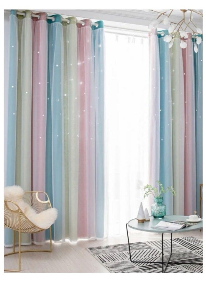 1 Panel Blackout Curtains, Decorative Thread Foil Blackout Curtains, Thermal Insulated Room Darkening Curtains for Bedroom Living Room 100*200cm