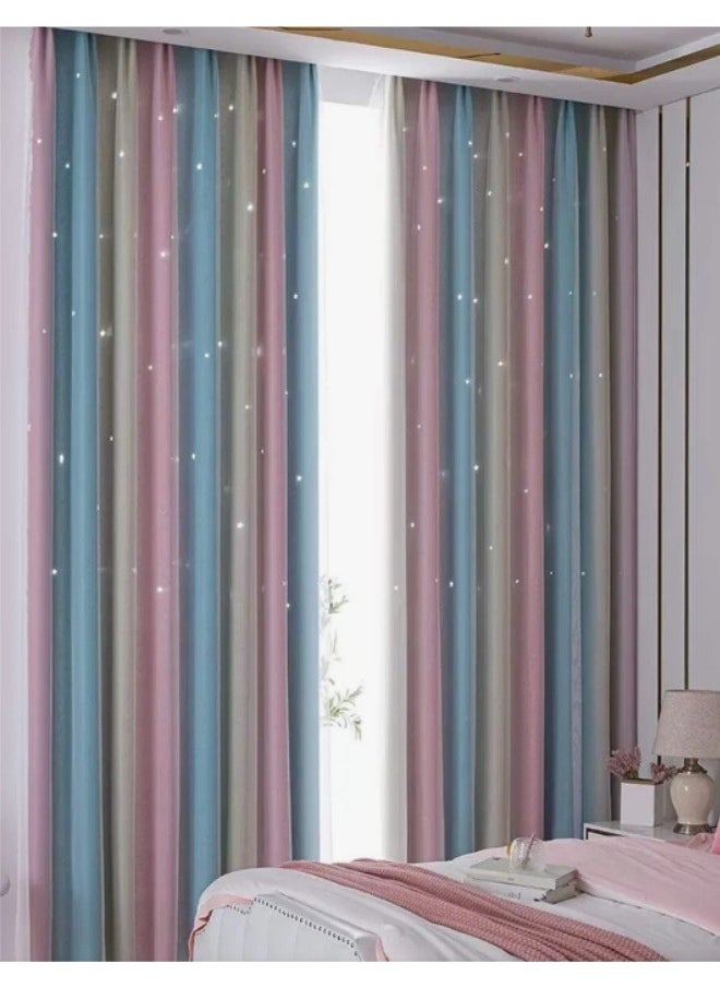 1 Panel Blackout Curtains, Decorative Thread Foil Blackout Curtains, Thermal Insulated Room Darkening Curtains for Bedroom Living Room 100*200cm