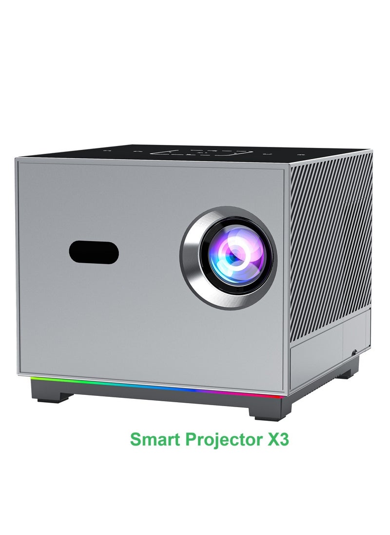 Classic Smart Projector X3 T972 HD Bluetooth Projector Mini Portable 8K ARGB Color Lighting Electric Focus + 4-Point Keystone Correction