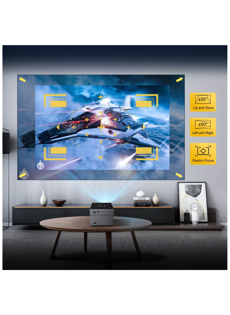 Classic Smart Projector X3 T972 HD Bluetooth Projector Mini Portable 8K ARGB Color Lighting Electric Focus + 4-Point Keystone Correction