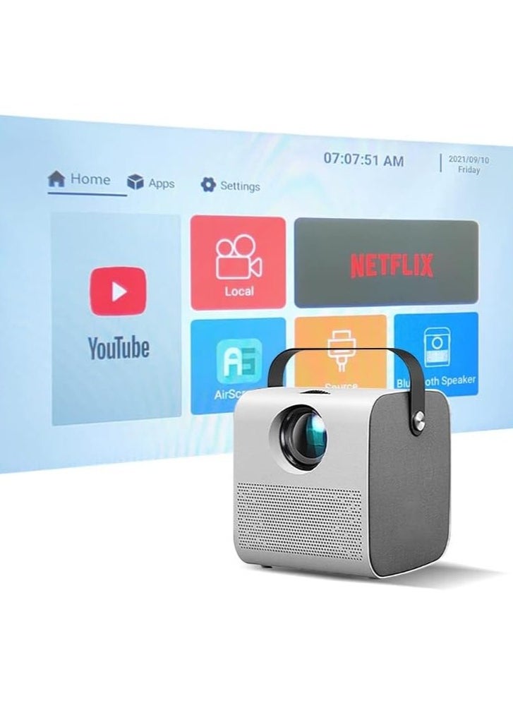 Upgraded mini portable projector with Wi-Fi and Bluetooth, supporting 1080P HD video—compatible with iPhone, TV stick, HDMI, and laptop—perfect for outdoor movies.
