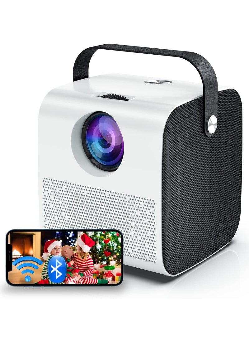 Upgraded mini portable projector with Wi-Fi and Bluetooth, supporting 1080P HD video—compatible with iPhone, TV stick, HDMI, and laptop—perfect for outdoor movies.