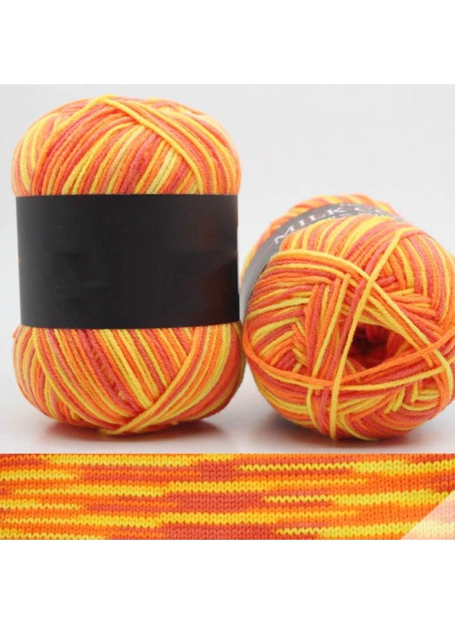 Multicolor Gradient Cotton Yarn Soft Knitting Wool 5 Rolls for Crochet Knitting