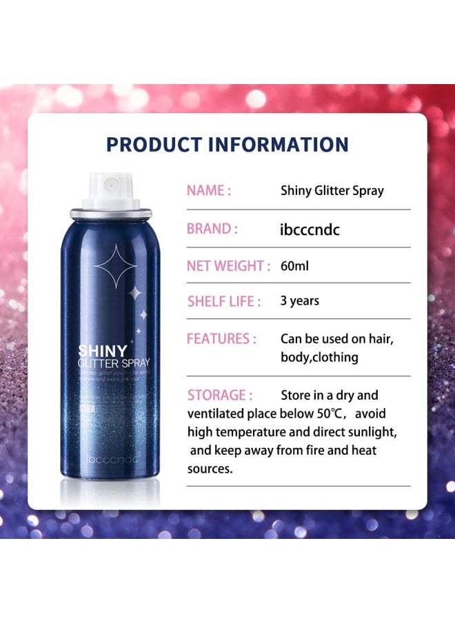 Shiny Glitter Spray,Sparkle Spray For Body And Hair,Glitter Powder Spray, Silver Glitter Hairspray, Stage Makeup Hair Body Glitter Spray