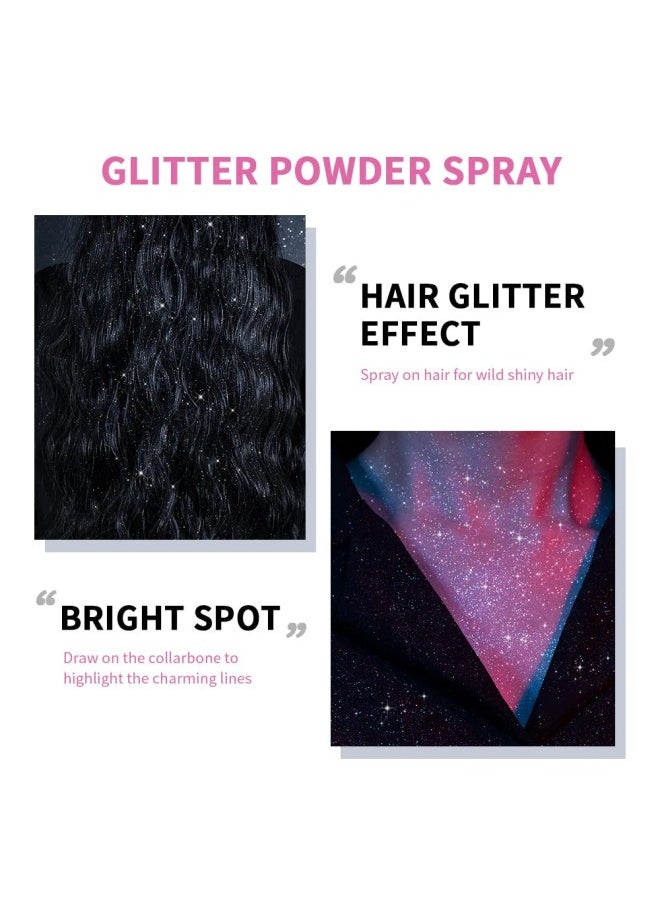 Shiny Glitter Spray,Sparkle Spray For Body And Hair,Glitter Powder Spray, Silver Glitter Hairspray, Stage Makeup Hair Body Glitter Spray