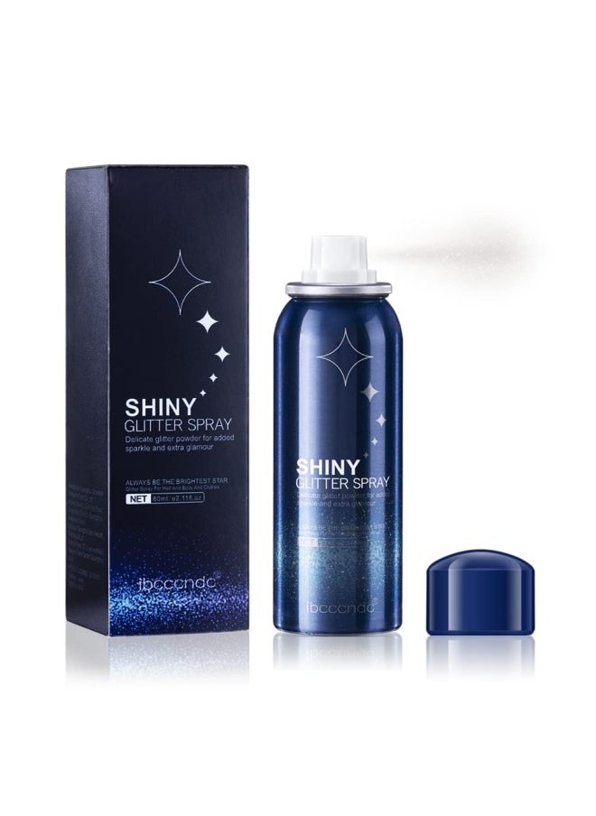 Shiny Glitter Spray,Sparkle Spray For Body And Hair,Glitter Powder Spray, Silver Glitter Hairspray, Stage Makeup Hair Body Glitter Spray