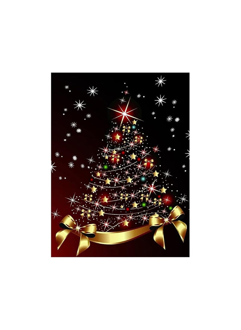 HASTHIP® DIY 5D Diamond Painting Christmas Wall Decor Christmas Tree Diamond Art Painting Kit with Color Diamond Packs, Diamond Pick Up Pen, Glue Clay, Diamond Tray, 15.7''*11.8'', No Frame