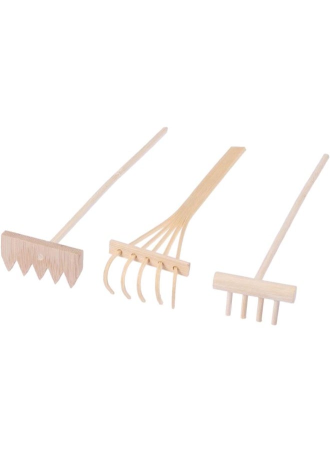 3 Pcs Zen Garden Rake Mini Zen Sand Rakes Bamboo Rake Tool Decoration Garden Sand Rake Feng Shui Decoration for Home Office Table