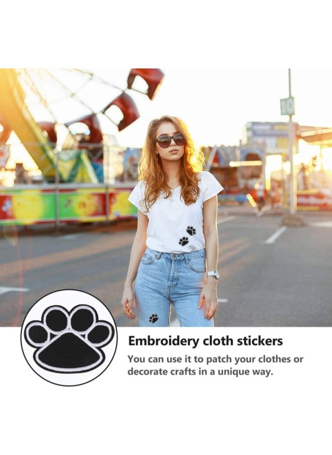 20pcs Dog Paw Puppy Black Paw, Heart Iron On Embroidered Patches Appliques Sewing Cloth for Clothing