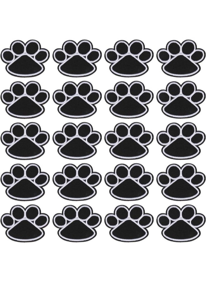 20pcs Dog Paw Puppy Black Paw, Heart Iron On Embroidered Patches Appliques Sewing Cloth for Clothing