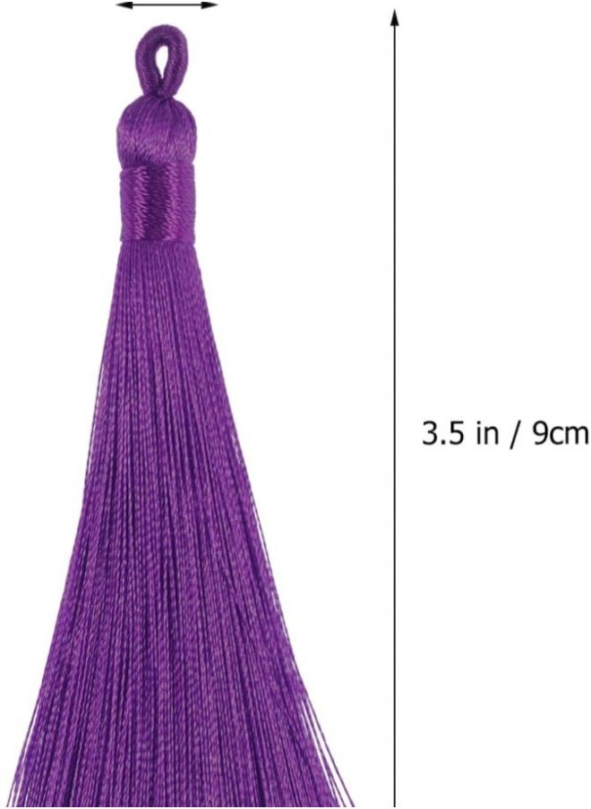 20pcs Mini Long Tassel Charms Silky Tiny Pendant Tassels DIY Craft Jewelry Making Accessories for Earrings Keychain (Purple)