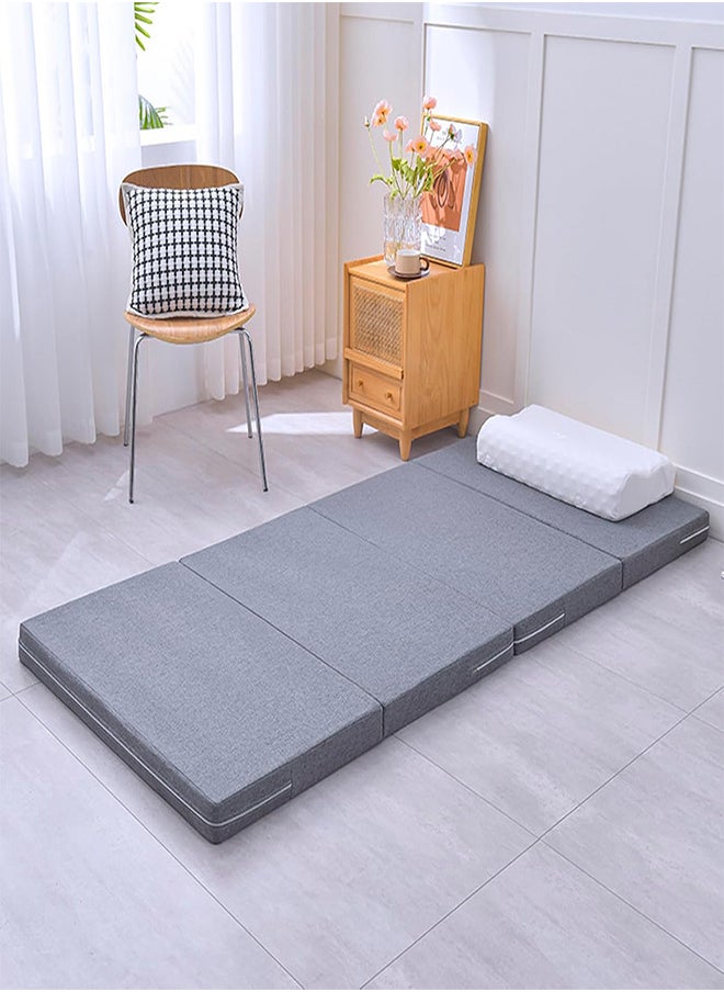 Folding Mattress Thick Medical Foam Mattress Topper 4 Folding Guest Mat Portable Mattress with Breathable Washable Cover for Single Bed Floor Camping Playroom Nap