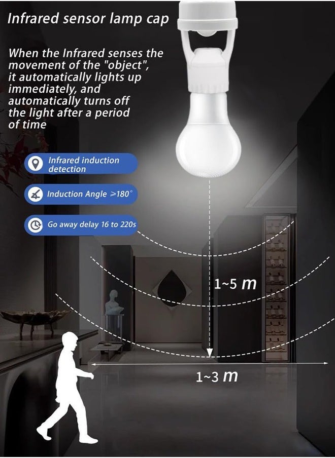 Motion Sensor Light Socket, Infrared Sensor Lamp Holder Screw LED CFL Incandescent Bulb Adapter, Outdoor Indoor Garage Light, for Basement