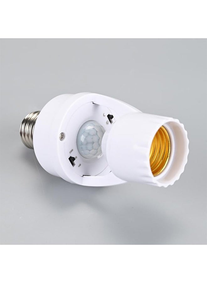 Motion Sensor Light Socket, Infrared Sensor Lamp Holder Screw LED CFL Incandescent Bulb Adapter, Outdoor Indoor Garage Light, for Basement