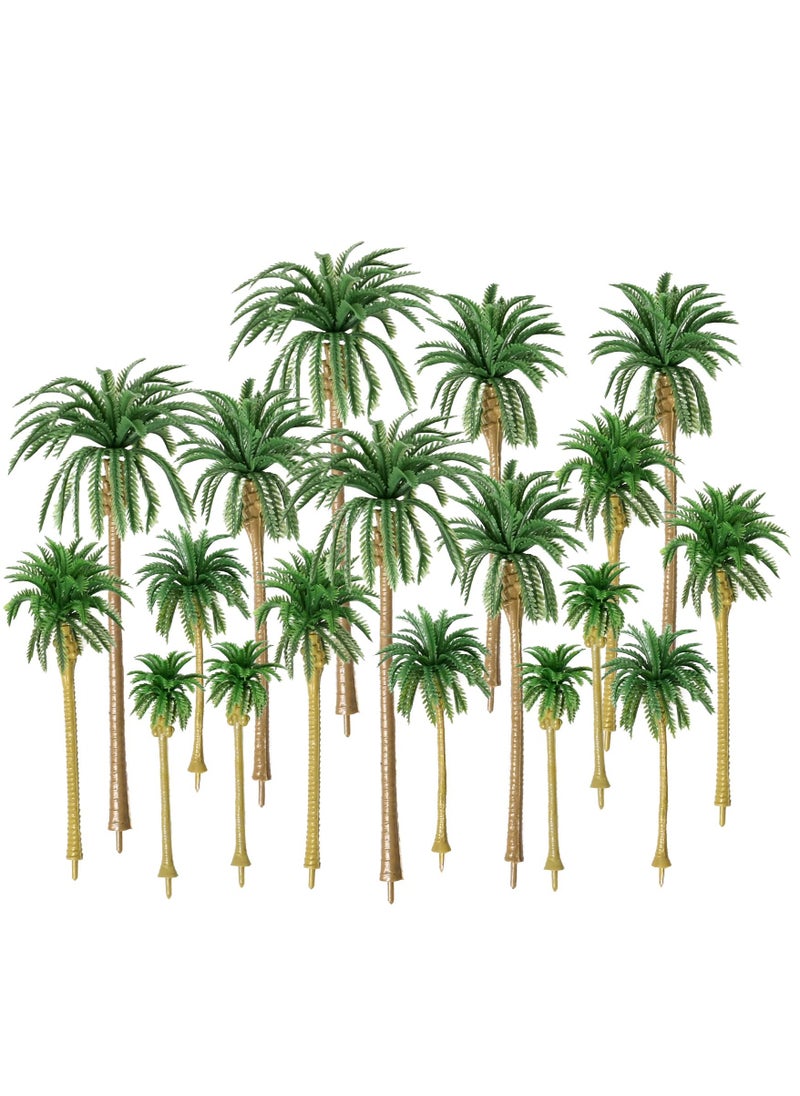 Miniature Palm Tree Model Set - 18PCS Mixed Sizes (3.1 - 6.3), Fake Plastic Trees without Stands for DIY Scenery, Landscape, Cake Decoration