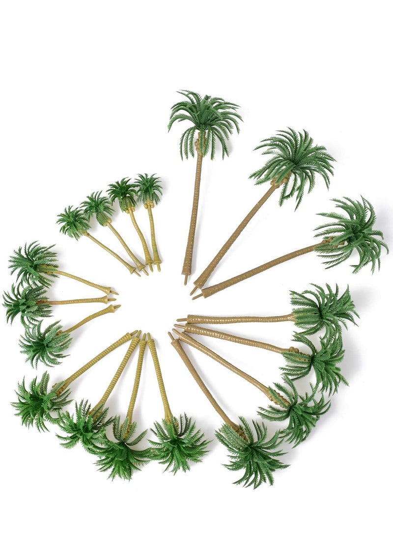 Miniature Palm Tree Model Set - 18PCS Mixed Sizes (3.1 - 6.3), Fake Plastic Trees without Stands for DIY Scenery, Landscape, Cake Decoration