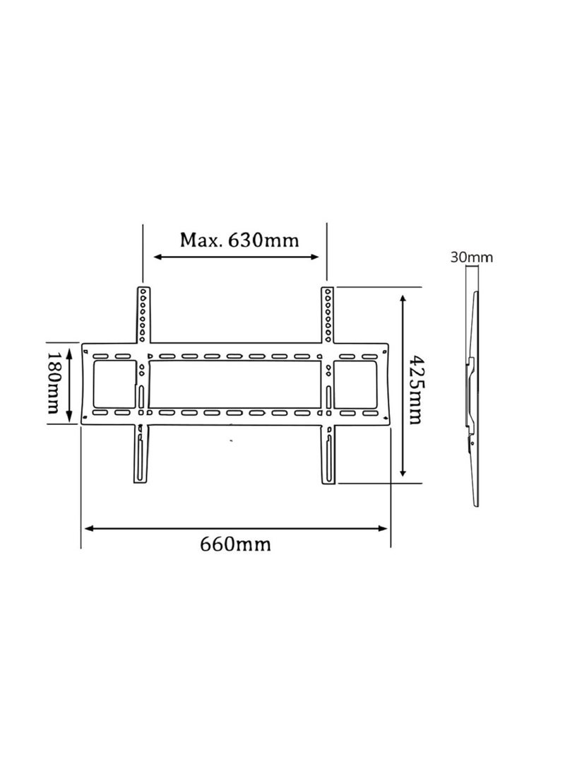 Fixed TV Wall Mount for 32-80 Inch Flat Panel TVs up to 60 kg/132 lbs and up to 600x400 VESA, Ultra-Slim 30mm Profile with Detachable Panel, Black | TF-64F