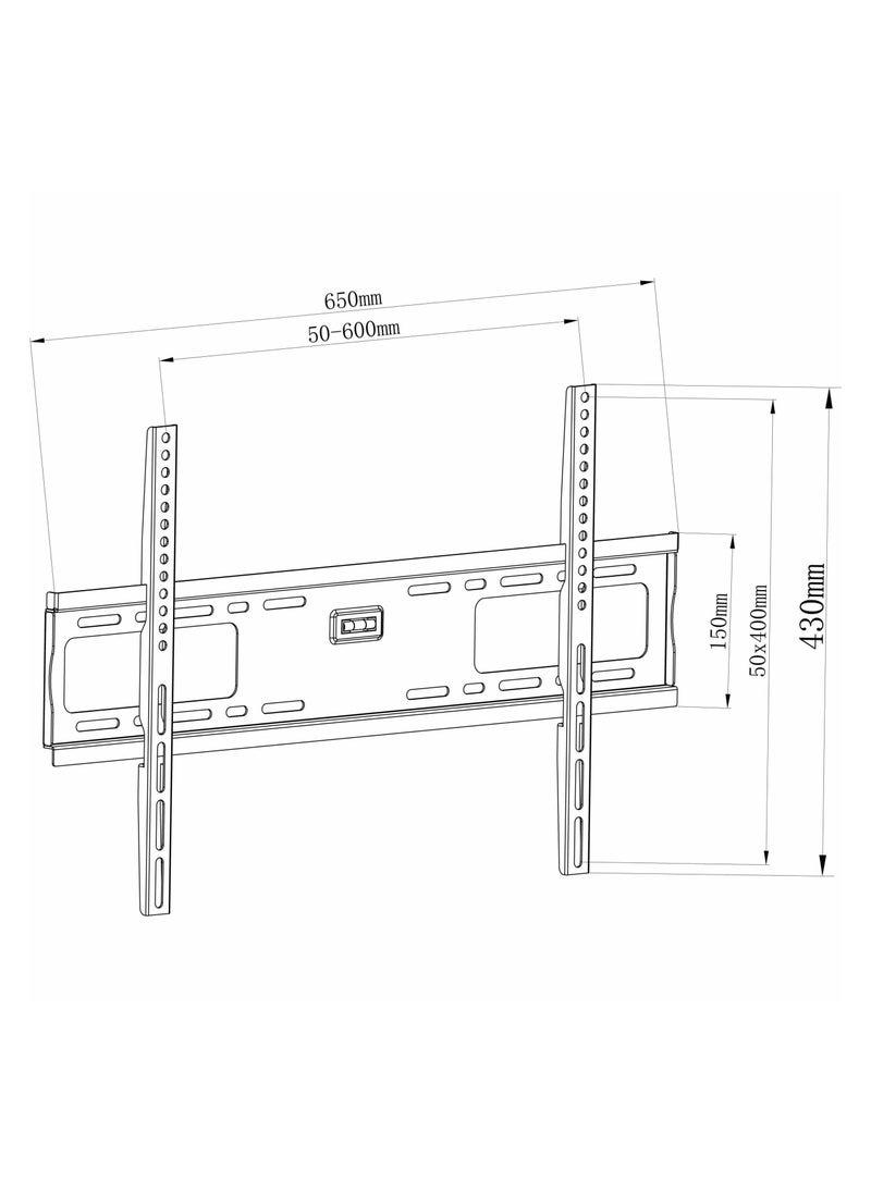 Fixed TV Wall Mount for 37-80 Inch Flat Panel TVS up to 70 kg/154 lbs and up to 600x400 VESA, Ultra-Slim 30mm Profile with Heavy-Duty Steel, Black | TF-65F