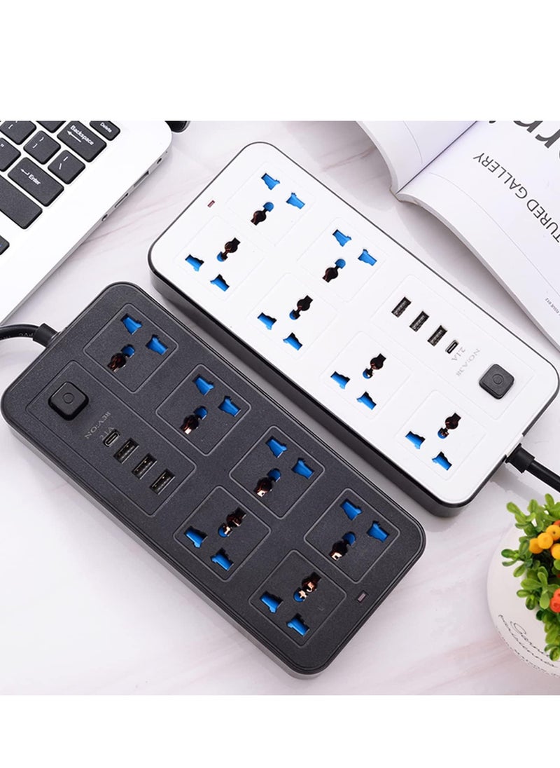 Power Strip Surge Protector with USB- Extension Cord Flat Plug with Widely 6 AC Outlet and 3 USB + 1 Type C, Small Desktop Station with 6 ft Power Cord, Compact Socket (GK-A38-WHT)