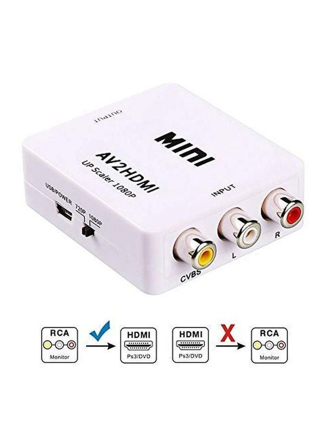 AV To HDMI Converter Adapter White