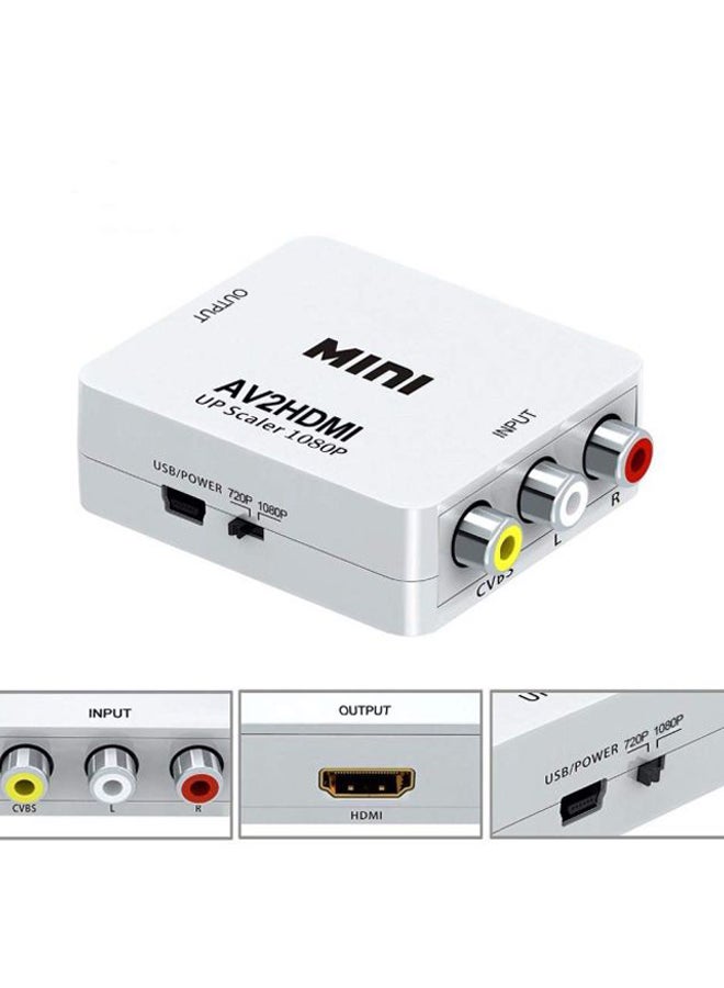 AV To HDMI Converter Adapter White