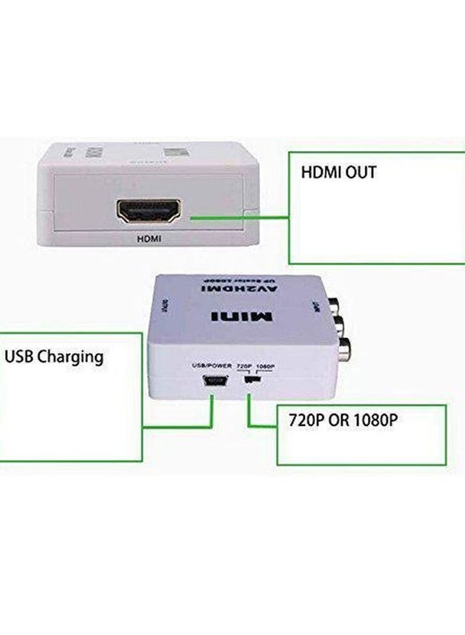 AV To HDMI Converter Adapter White