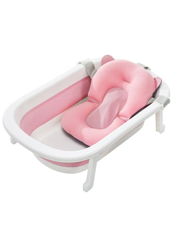 Baby Bathtub,Baby Bath Tub with Soft Cushion & Thermometer,Baby Bathtub Newborn to Toddler 0-36 Months,Portable Travel Baby Tub, Pink