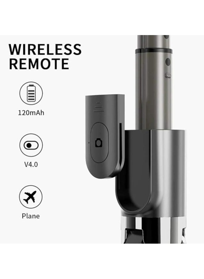 Q08 Foldable Handheld Gimbal 1-Aixs Stabilizer Stick with Bluetooth Wireless Remote, Extendable Cell Phone Tripod, 360° Rotation Portable Phone Holder Compatible with All Smartphones