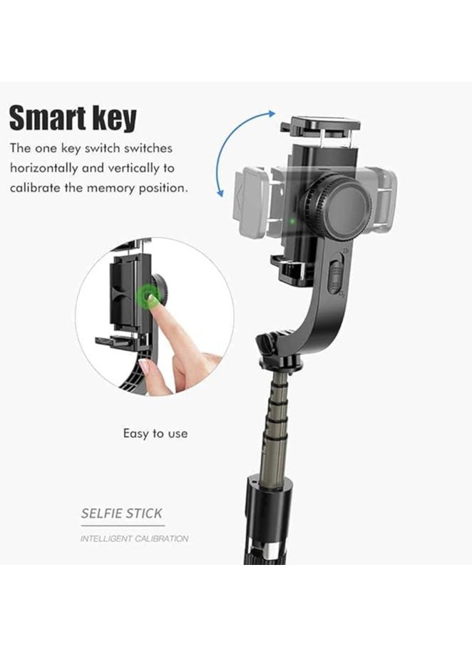 Q08 Foldable Handheld Gimbal 1-Aixs Stabilizer Stick with Bluetooth Wireless Remote, Extendable Cell Phone Tripod, 360° Rotation Portable Phone Holder Compatible with All Smartphones