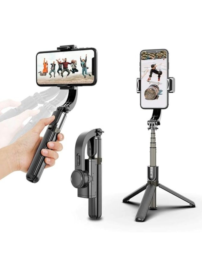 Q08 Foldable Handheld Gimbal 1-Aixs Stabilizer Stick with Bluetooth Wireless Remote, Extendable Cell Phone Tripod, 360° Rotation Portable Phone Holder Compatible with All Smartphones