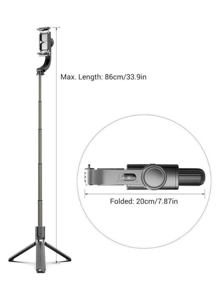 Q08 Foldable Handheld Gimbal 1-Aixs Stabilizer Stick with Bluetooth Wireless Remote, Extendable Cell Phone Tripod, 360° Rotation Portable Phone Holder Compatible with All Smartphones