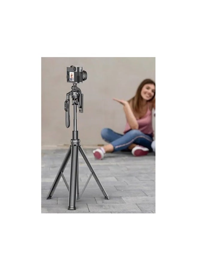 Selfie Stick for Cell Phones with Multifunctional Retractable Metal Tripod Stand Yesido SF17 - Black