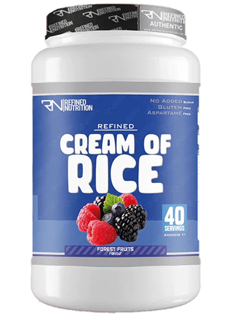 Refined Nutrition Cream of Rice, Source of Energy, Pre-Workout Fuel, Post-Workout Recovery and Easily Digestible, Forest Fruits Flavor , 2kg