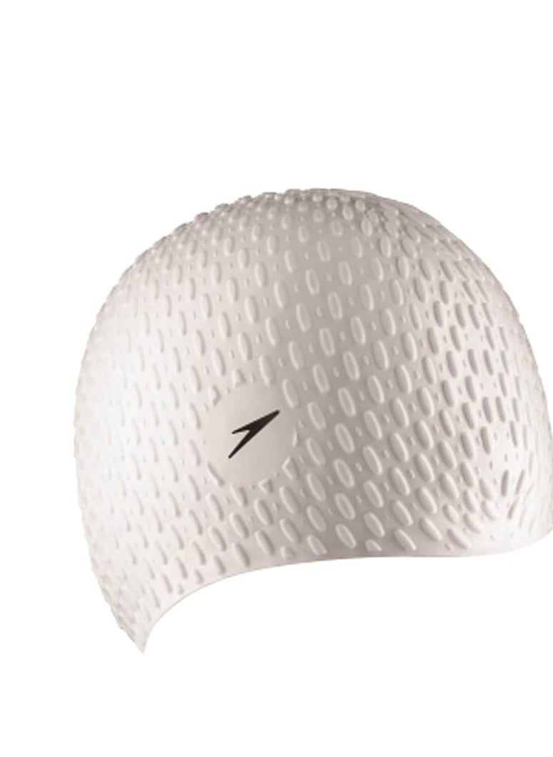 Speedo Bubble Swim Cap, White – Soft, Durable, and Comfortable for Swimmers