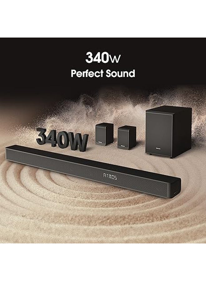 5.1 Channel 340W Dolby Atmos Soundbar With Wireless Subwoofer And Rear Speakers AX5100G Black