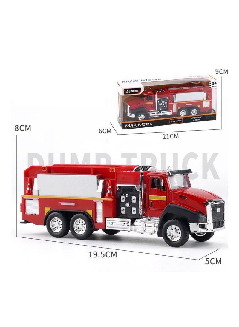 Max Metal Die-Cast Transport Vehicles Truck Toys (3 Pack) 1:50 Pull Back Metal Model (Set R) Fire Ladder Truck, Fire Engine and Fire Tanker Truck