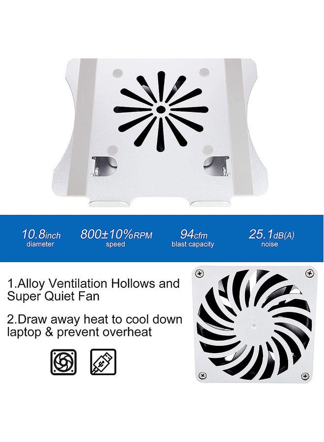 Adjustable Stand with Cooling Fan for 10-17.3 inch Laptop 29.5 x 5.8 x 24.8cm Silver
